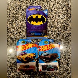Batman Batmobile Mattel hot wheels car three pack